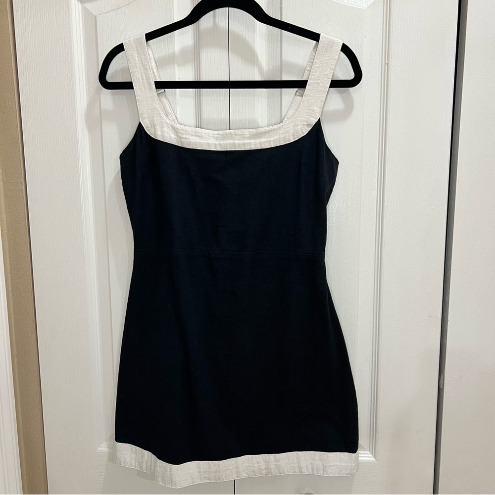 Black and White Linen Color block Dress M